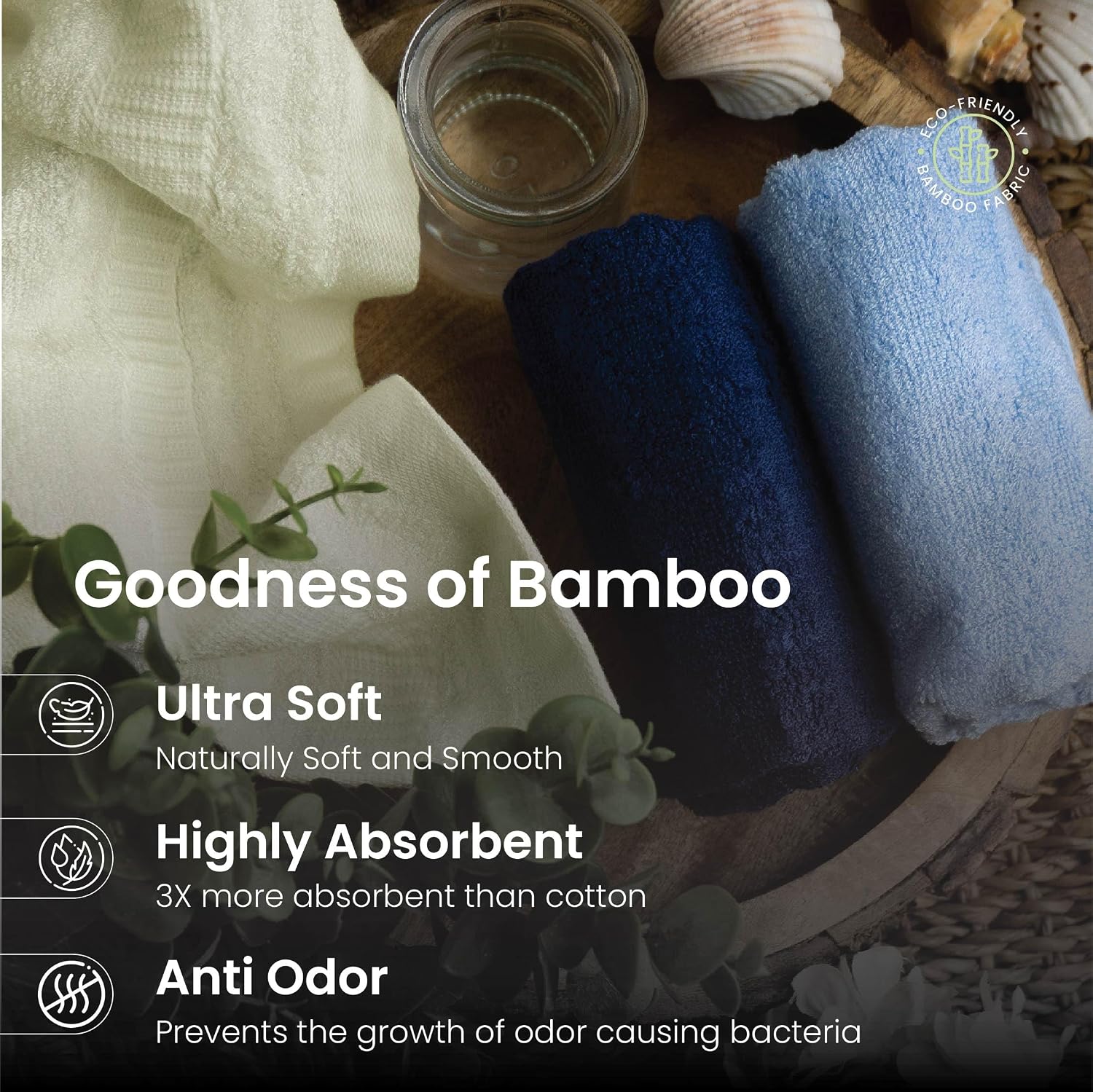 Mush Bamboo Face Towel 500 Gsm | Ultra Soft, Absorbent, & Quick Dry Towel For Facewash, Gym, Travel, Spa, Beauty Salon | Pack Of 3 (Sky Blue, Cream & Navy Blue)