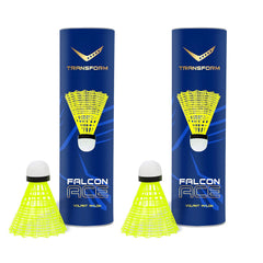 Transfrom Falcon Ace Badminton Nylon Shuttlecock , Speed 75 | Yellow , Pack Of 2 | Playing Level - Professional