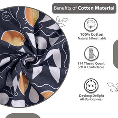 100% Pure Cotton Double Bedsheet For Queen With 2 Pillow Covers - 87 X 100 Inches, Navy & Orange | Soft & Durable For Everyday Use & Bedroom - All Season Comfort
