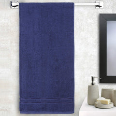 Welspun 100% Cotton Quik Dry Bath Towel 380 Gsm | High Absorbency Super Soft, Fast Drying Bath Towels Large Size (Dark Blue)