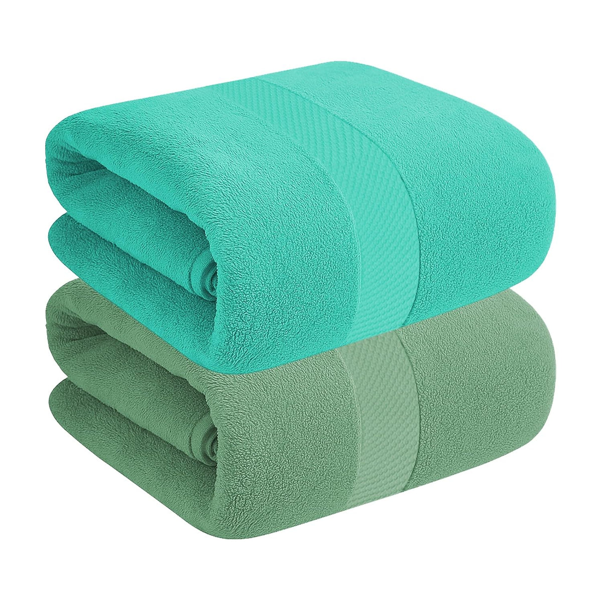 House Of Terry 100% Cotton Bath Towel 900 Gsm | Quick Dry, Soft & Absorbent, Fade-Resistant, Skin-Friendly For Men & Women Towel (Turquish & Green) - Pack Of 2