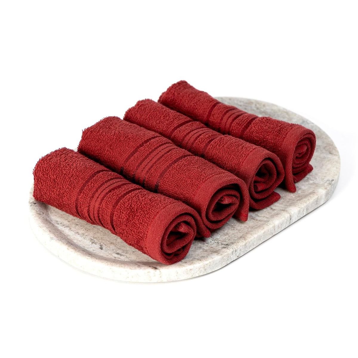 Akiko Home 100% Cotton Essential Series Face Towel 600 Gsm | Soft Absorbent & Durable Washcloth For Men & Women, Compact Travel Towel -Pack Of 4 (Maroon)