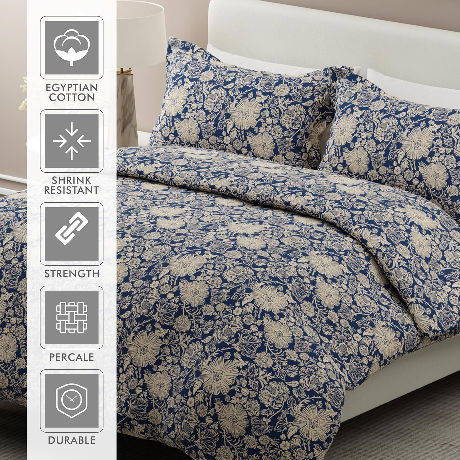 100% Cotton Bedsheet Set For Double Bed - 108 X 108 Inches, Blue | 1 Double Bed Sheet & 2 Pillow Covers - Gift For Weddings Or Birthdays King Size
