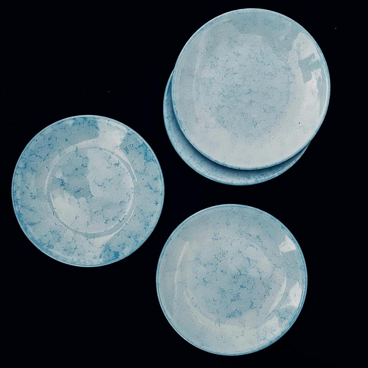 Neelam Handcrafted Ceramic Quarter Plates Set Of 4 - Blue | Small Side Plates For Dinner & Snacks - 7 Inch, 4 Pieces, Microwave Safe