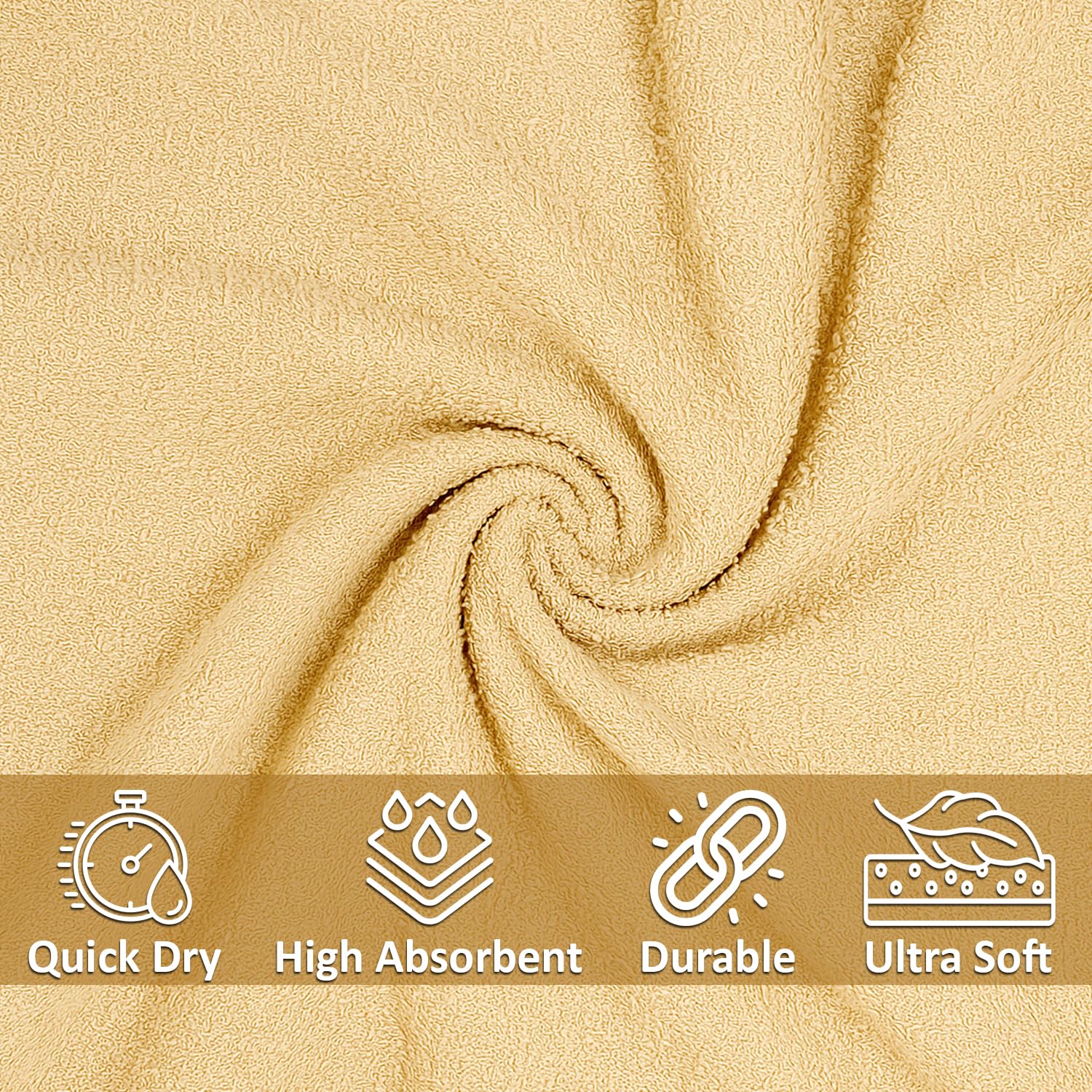 Swaursaha Premium Cotton Hand Towel 400 Gsm | Ultra Soft, Quick Dry, Super Absorbent Towel (Beige) - 2 Pcs