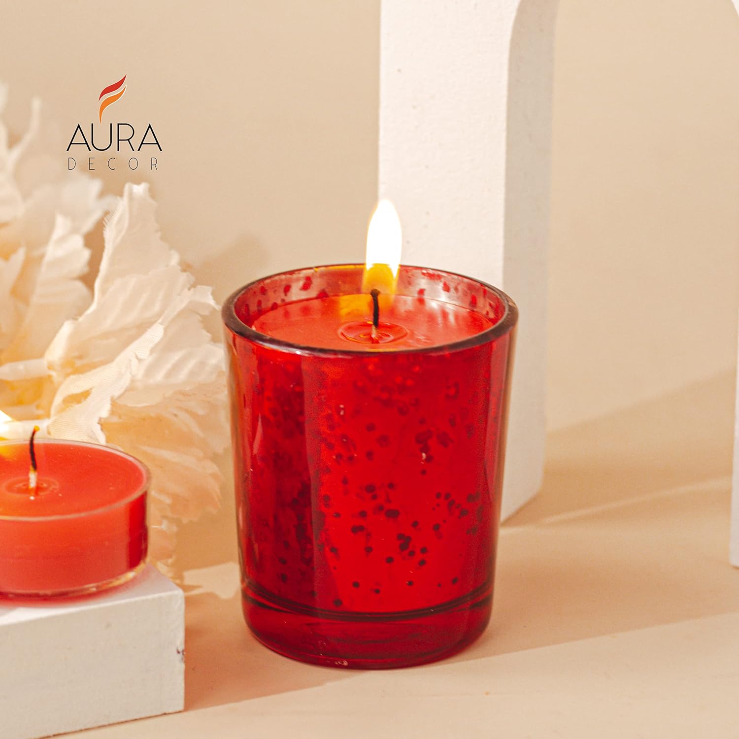 PARAFFIN WAX ROSE FRAGRANCE VOTIVE & TEA LIGHT CANDLES FOR HOME DECOR | SET OF 5