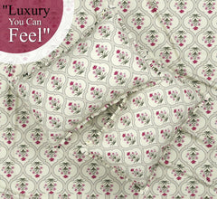 Bedding Set 1 Double Bedsheet, 2 Pillow Covers With 1 Comforter | 90 X 100 Inches, Off White & Pink | Perfect For Queen Bed Durable & Wrinkle Free - All Season Bedding