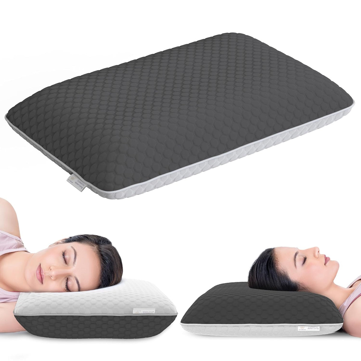 Memory Foam Pillow, Dual Side Sleeping For Back & Side Sleepers - 25x15.5x5 Inches | Orthopedic Cervical Pillow For Neck Pain & Shoulder Pain, Spondylitis | Bamboo Cover, White - Pack Of 1