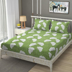 King Size Elastic Fitted Bedsheets With 2 Pillow Covers - 90 X 100 Inches, Light Green | Soft Wrinkle Free & Breathable Elastic Bedsheets - Durable & Long Lasting Bedsheet
