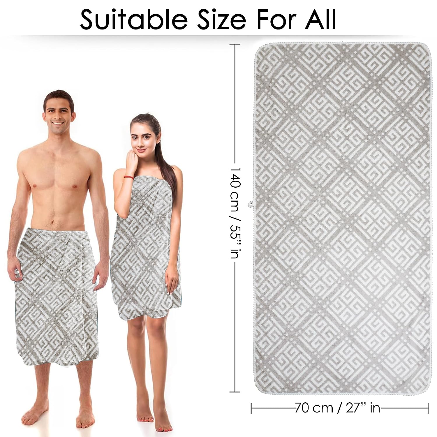 Story@Home Bath Towel Large Size 500 Gsm | Microfiber Towels For Men, Women & Kids (Frost Checks)