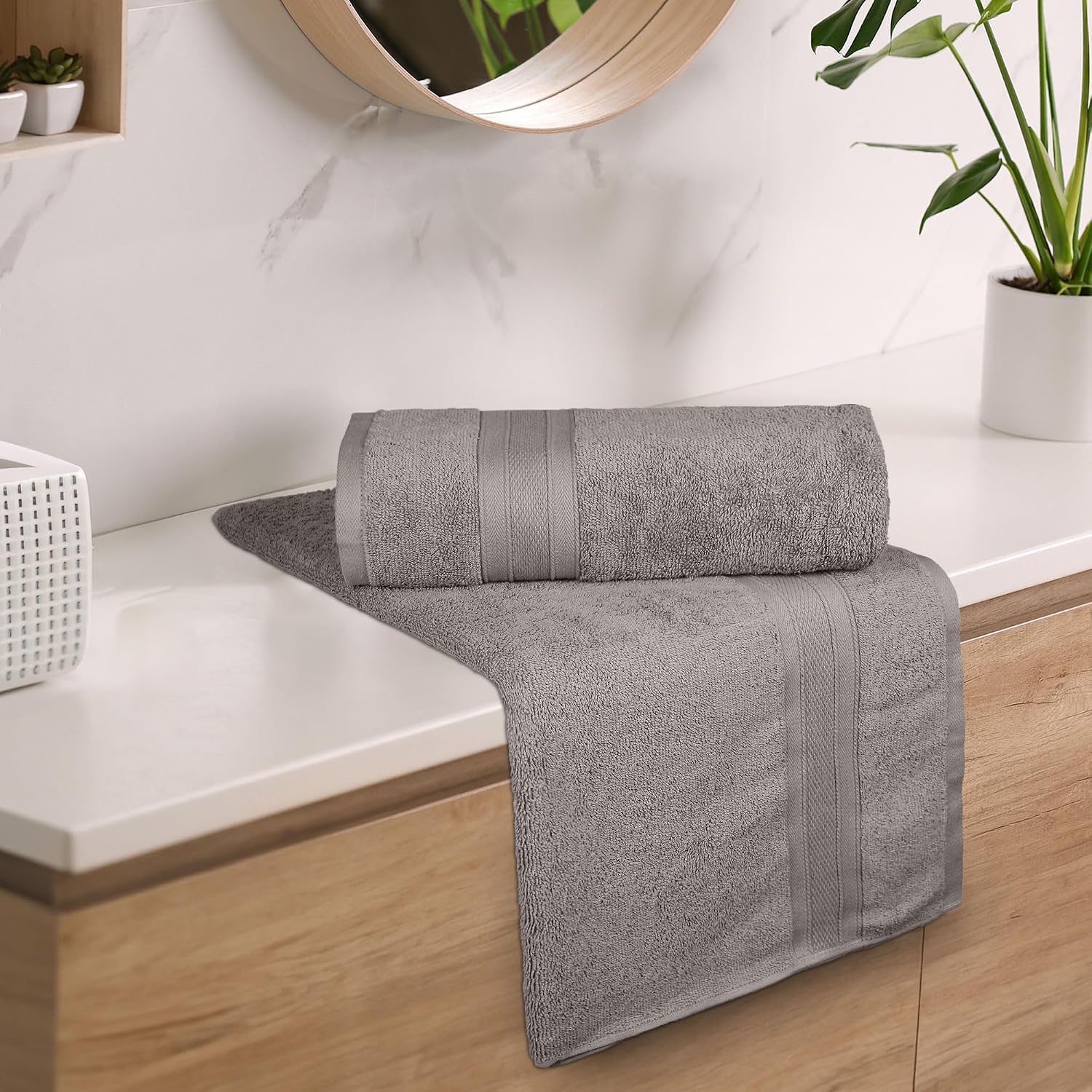 Trident Soft Comfort Air Rich 100% Cotton Bath Towels 500 Gsm | Large Size Bathroom Towels For Men/Women, 2 Pcs (Charcoal)