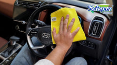 Softspun Microfiber Waffle Weave Cloths Towel 150 Gsm | Multipurpose Highly Absorbent Lintstreak Free Wash Cloth (1 Piece) -Yellow