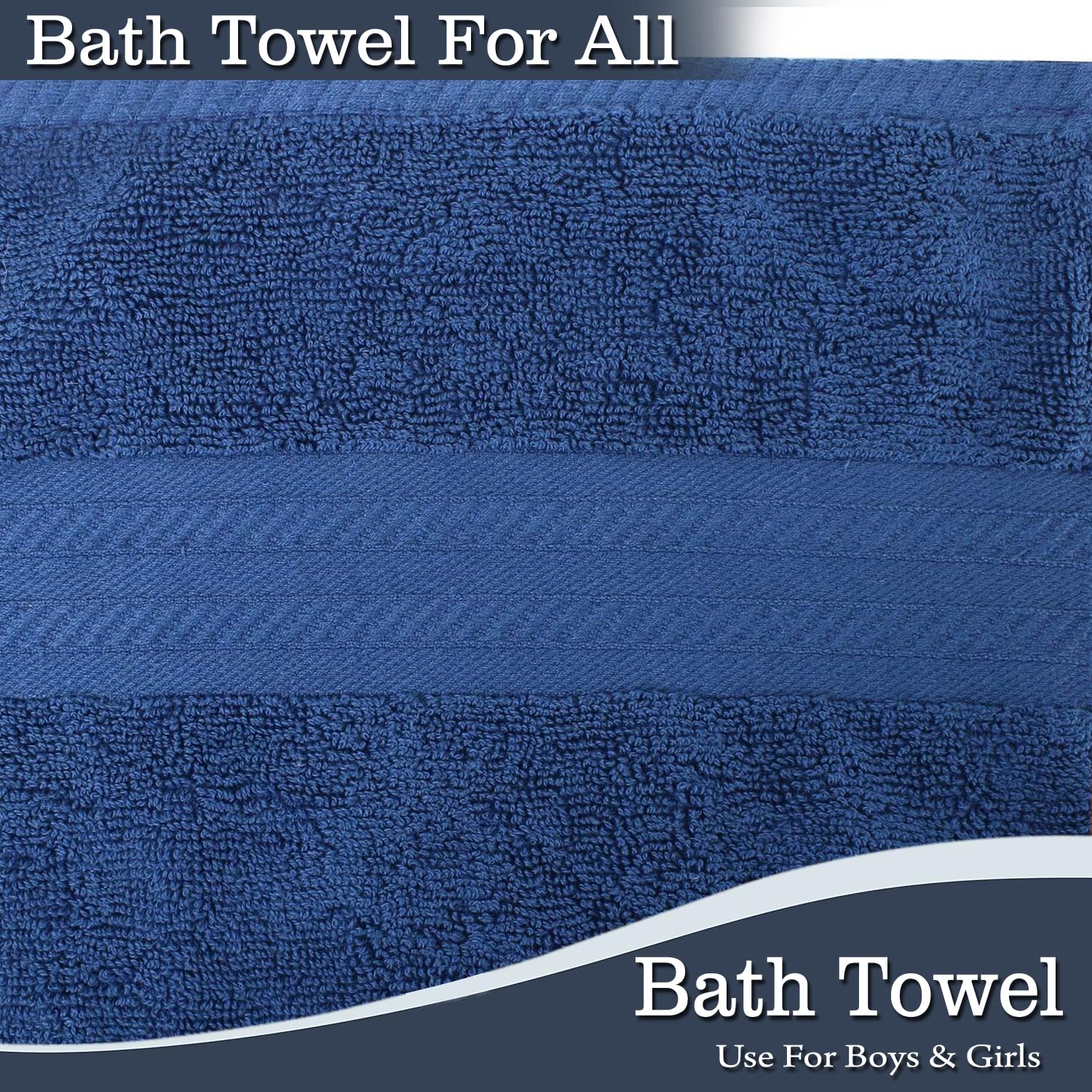 Fresh From Loom Luxury Edition Egyptian 100% Pure Cotton Bath Towel 1200 Gsm | High Water Heavy Soft Dual Stitched Bath Towel (Blue & Grey) - 2 Pcs