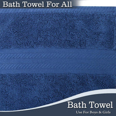 Fresh From Loom Luxury Edition Egyptian 100% Pure Cotton Bath Towel 1200 Gsm | High Water Heavy Soft Dual Stitched Bath Towel (Blue & Grey) - 2 Pcs