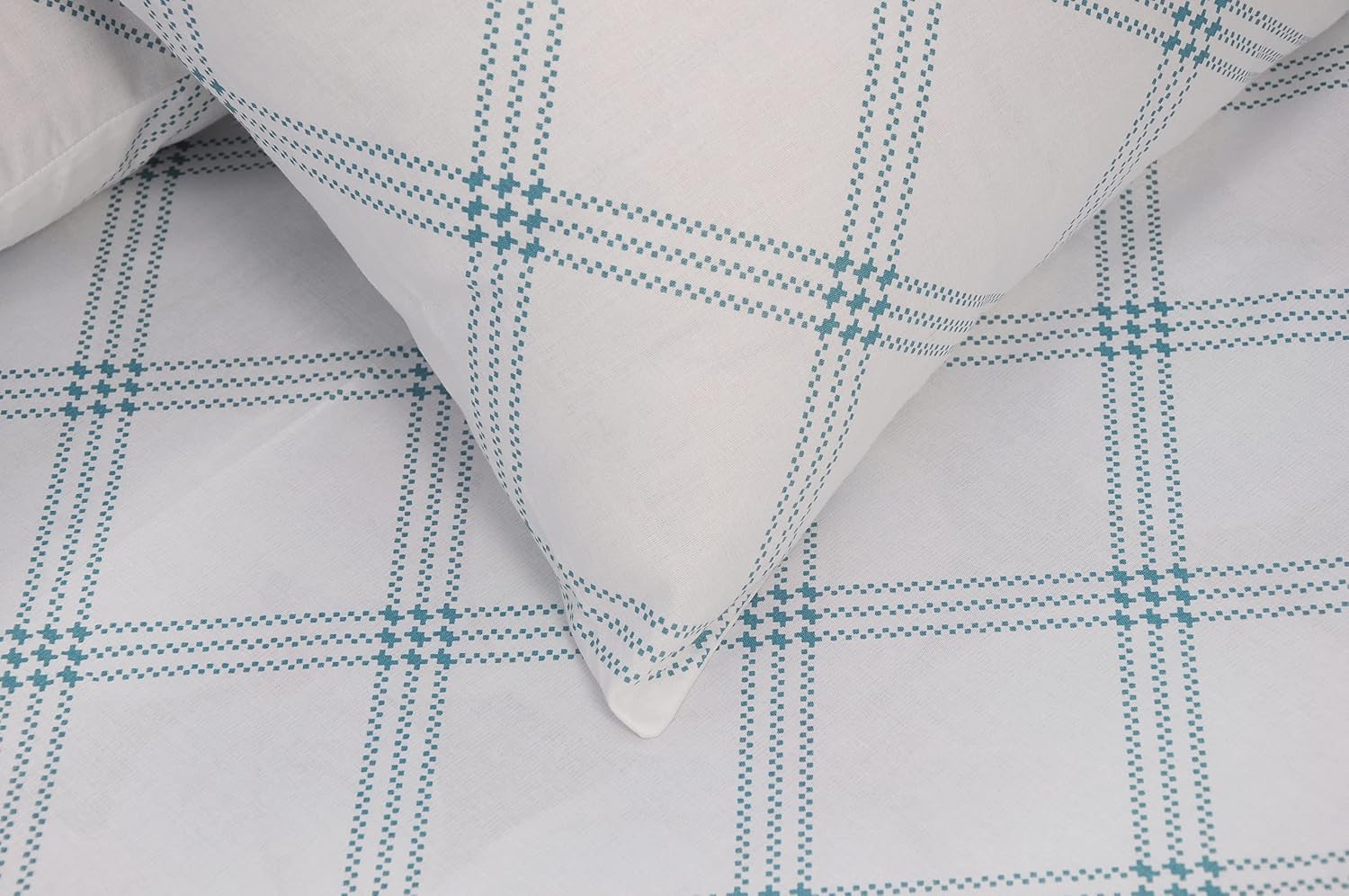 Premium Cotton Bedsheet For Double Bed King Size With 2 Pillow Covers - (108 X 108 Inches) White (Blue Pattern) | Ideal For All Season Comfortable Bedsheet