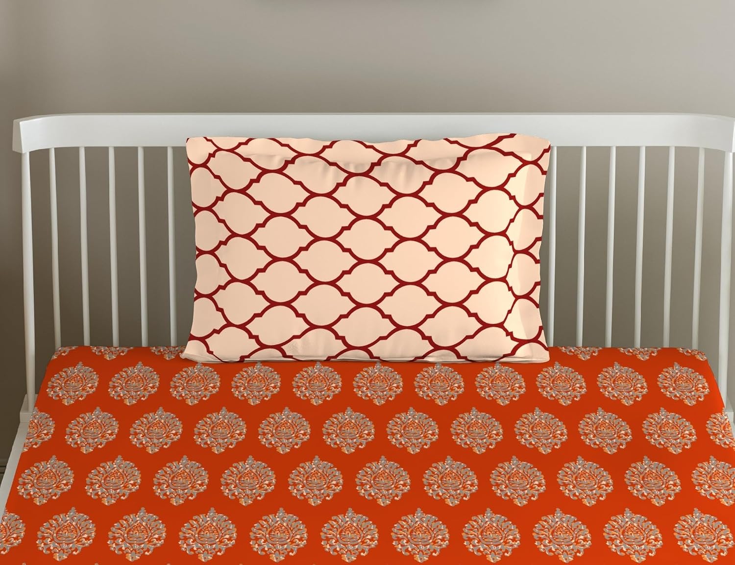 Cotton Printed Single Flat Bedsheet With 1 Pillow Cover - 60 X 100 Inches, Clay Red & Beige | Breathable & Skin Friendly Bedsheet | Ideal For Year Round Use