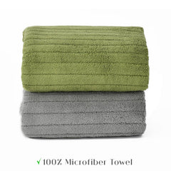 Urbanleaf Microfiber Large Bath Towel 644 Gsm | Quick Dry Super Absorbent Bath Towel For Men & Women | (Green & Grey Stripe)