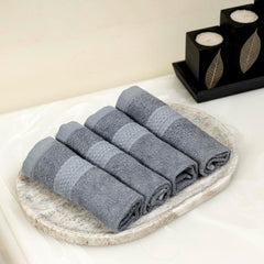 Akiko Home 100% Bamboo Face Towel 500 Gsm | Quick Dry, Super Soft, Anti Bacteria, Fast Absorbent, Eco Friendly, Hypoallergenic, Odor Resistant Face Towel | Pack Of 4 (Charcoal)