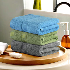 Kuber Industries Pack Of 3 Cotton Hand/Face Towels For Men & Women | Easily Washable | Workout Gym Napkins For Men | Pocket Towel (Grey-Green & Sky Blue)
