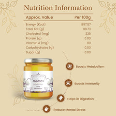 Pure Premium Desi Ghee By Agganya | High In Protein Fiber Healthy Desi Pure Ghee Good For Heart Health | (1 Litre) 33.8 Ounce | Jar Pack