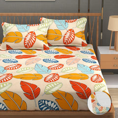 Premium Heavy Cotton Elastic Fitted King Size Bedsheet With 2 Pillow Covers - 72 X 78 X 10 Inches, Multicolor | All Weather Comfort & Bedroom - Softness & Natural Breathability