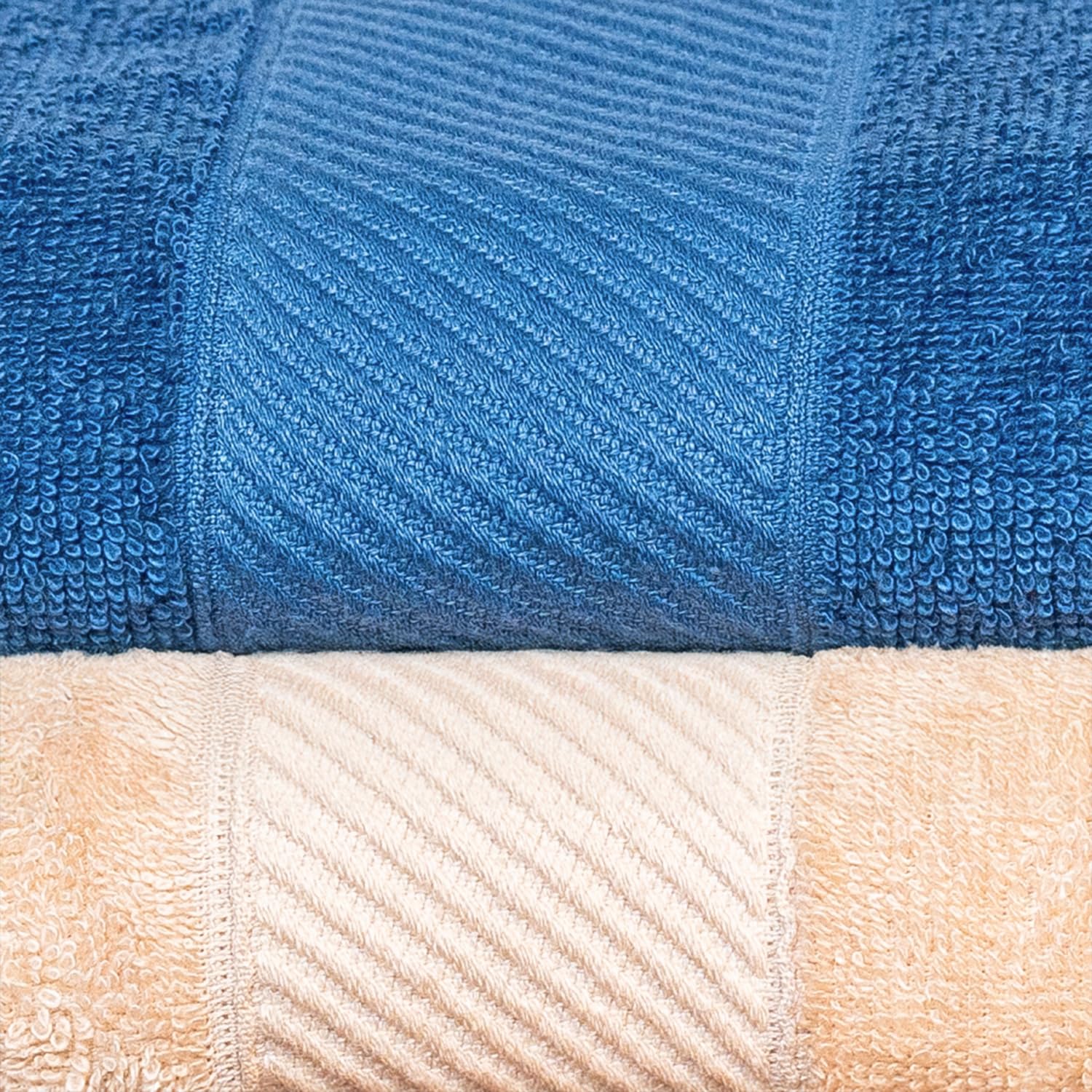 Himeya Bamboo Bath Towel 1000 Gsm | Ultra Absorbent 3x Softer Than Cotton Towels (Nautical Blue & Sand Stone) - Pack Of 2