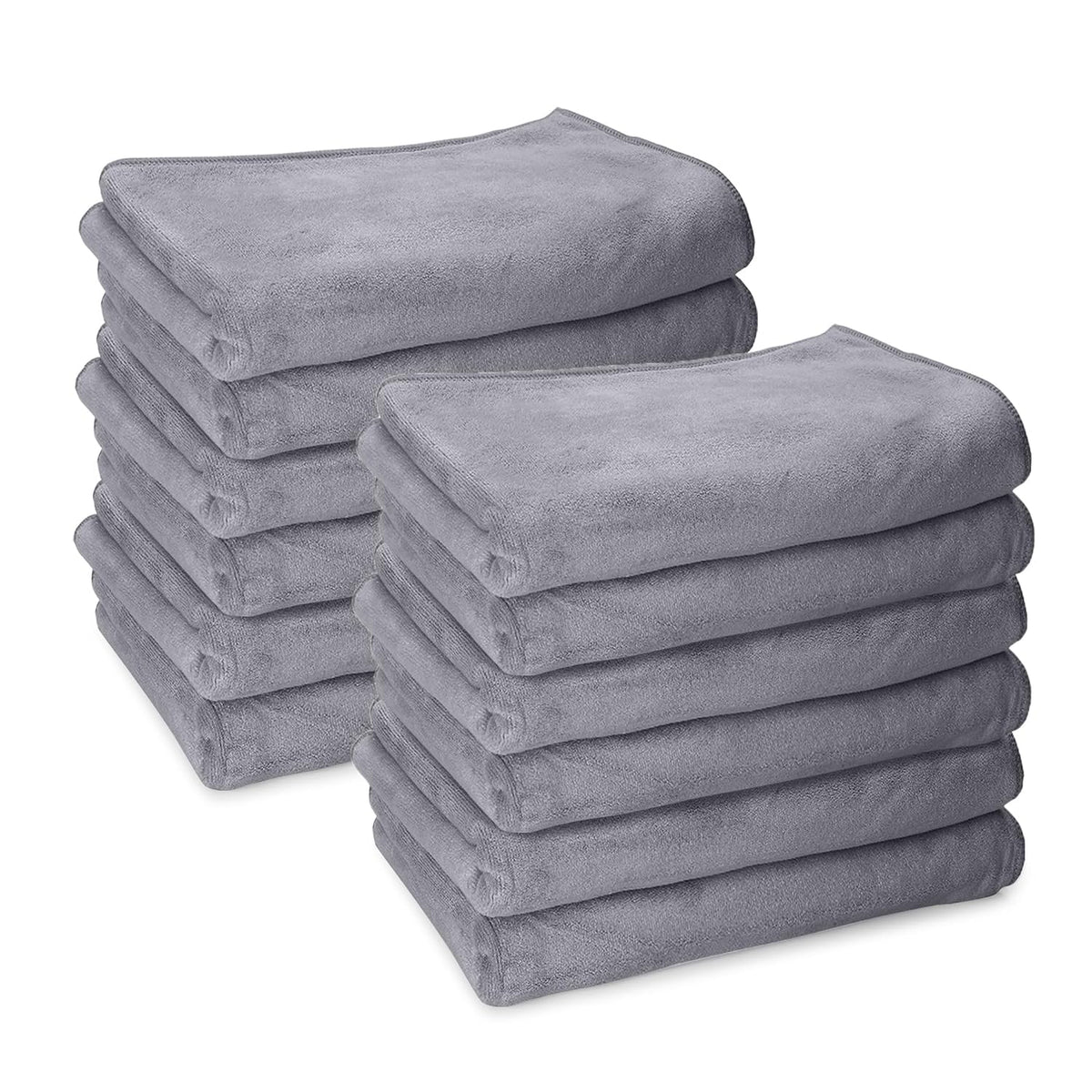 Housse Premium Microfiber Face Towel 1700 Gsm | Korean Beauty Ultra Absorbent, Odour-Free, Quick Dry Face Towel (Pack Of 12) - Frost Grey