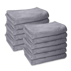 Housse Premium Microfiber Face Towel 1700 Gsm | Korean Beauty Ultra Absorbent, Odour-Free, Quick Dry Face Towel (Pack Of 12) - Frost Grey