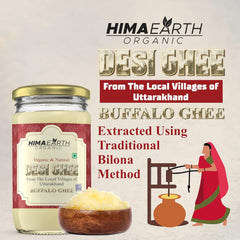 Pure Premium Bilona Desi Buffalo Ghee By Himaearth Organic | Traditional Vedic Bilona Method Made Danedar Ghee Good For Improve Bone Health | (500ml) 16.9 Ounce | Jar Pack
