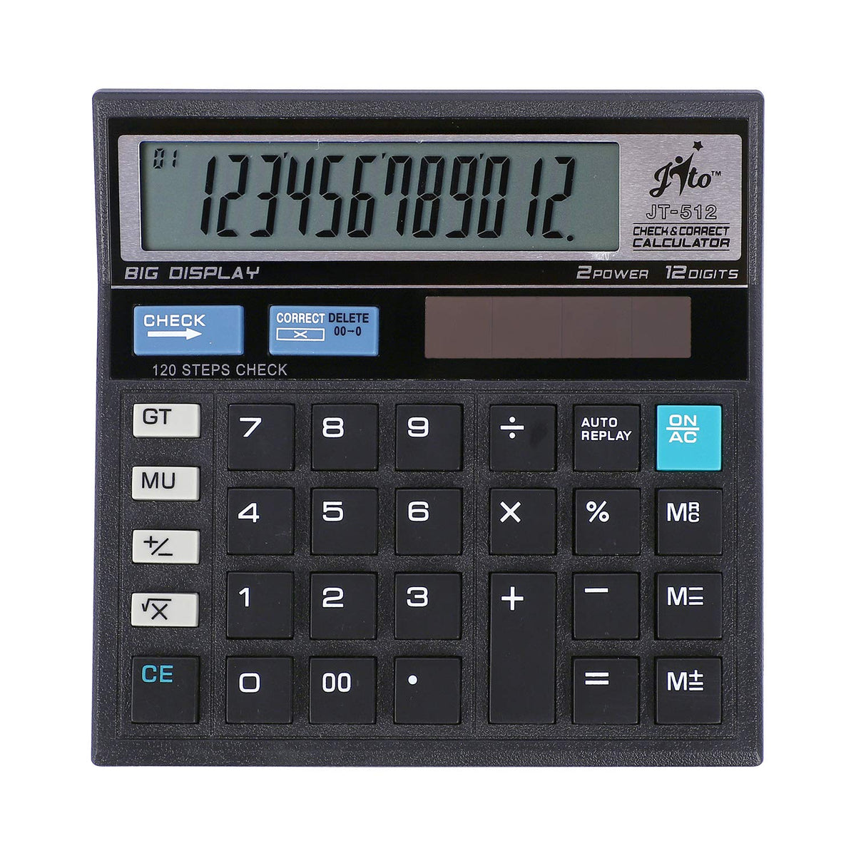 Jito JT-512 Black Electronic Calculator With 18 Months Warranty | 12 Digits Display, Check & Correct