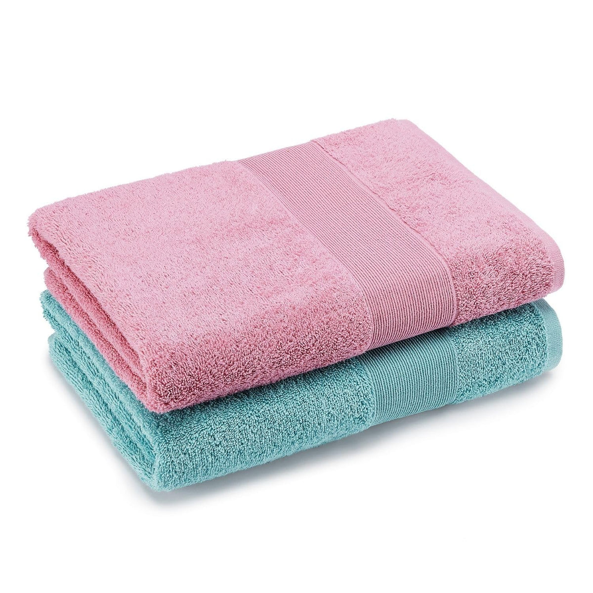 Haus & Kinder Harmony Combed Bath Towel 500 Gsm | Cotton Towel For Men, Women | Towels For Gym, Spa | Pink & Blue (Pack Of 2)