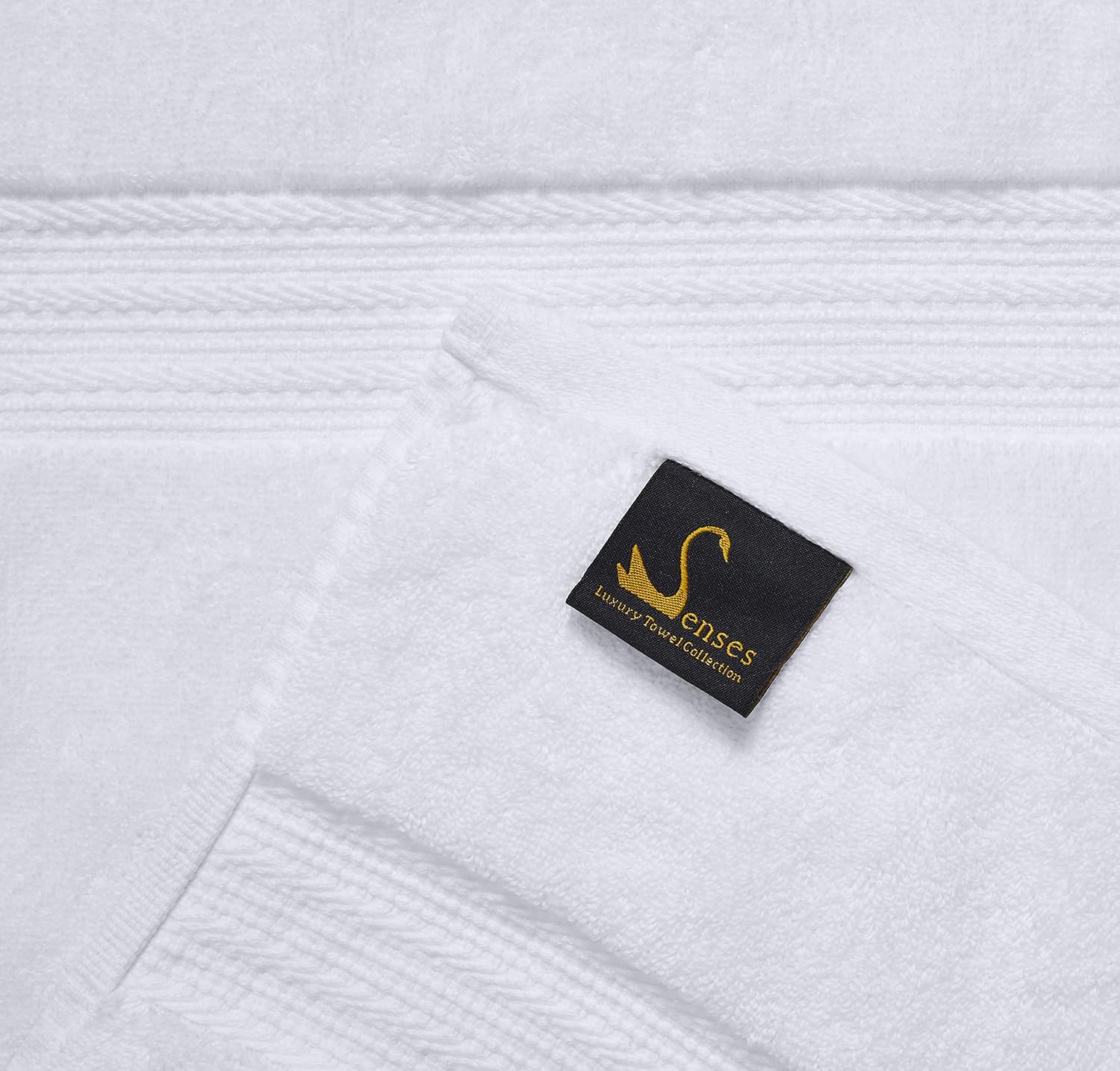 Senses By Riba 2 Bath + 2 Hand & 2 Wash Cloth Towel 1800 Gsm | All Cotton Premium Hotel & Spa Quality, Highly Absorbent Towel (White) - 6 Piece