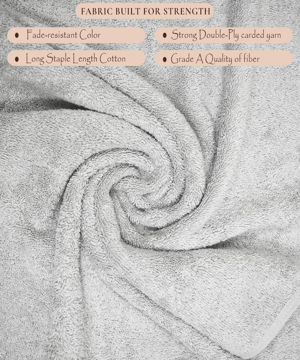 Rangoli Soft Absorbent Durable Towels Earthly Egyption Cotton Plush Oversized Bath Towel 600 Gsm (Grey)