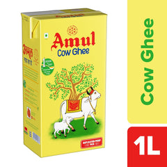 100% Natural Cow Ghee By Amul | Rich Source Of Vitamin A & Healthy Delicious Pure Ghee Protact Eyesight | (1 Liters) 33.8 Ounce | Box Pack