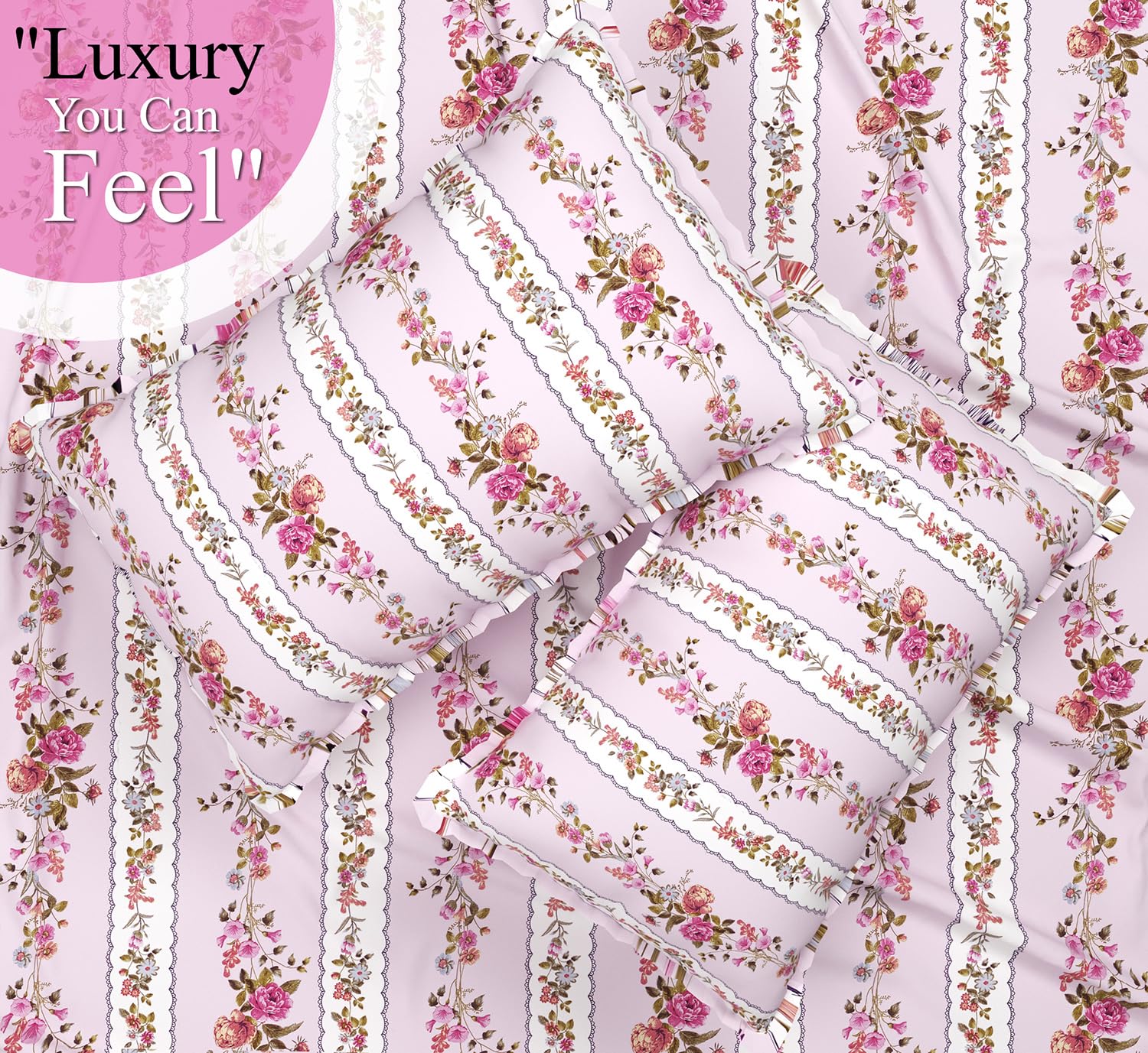 Cotton King Size Double Bedsheet 1 AC Comforter & 2 Pillow Covers | 90 X 100 Inches, Light Pink - Perfect Gift Set Wedding, Anniversary | 4 Pc Bedding Set