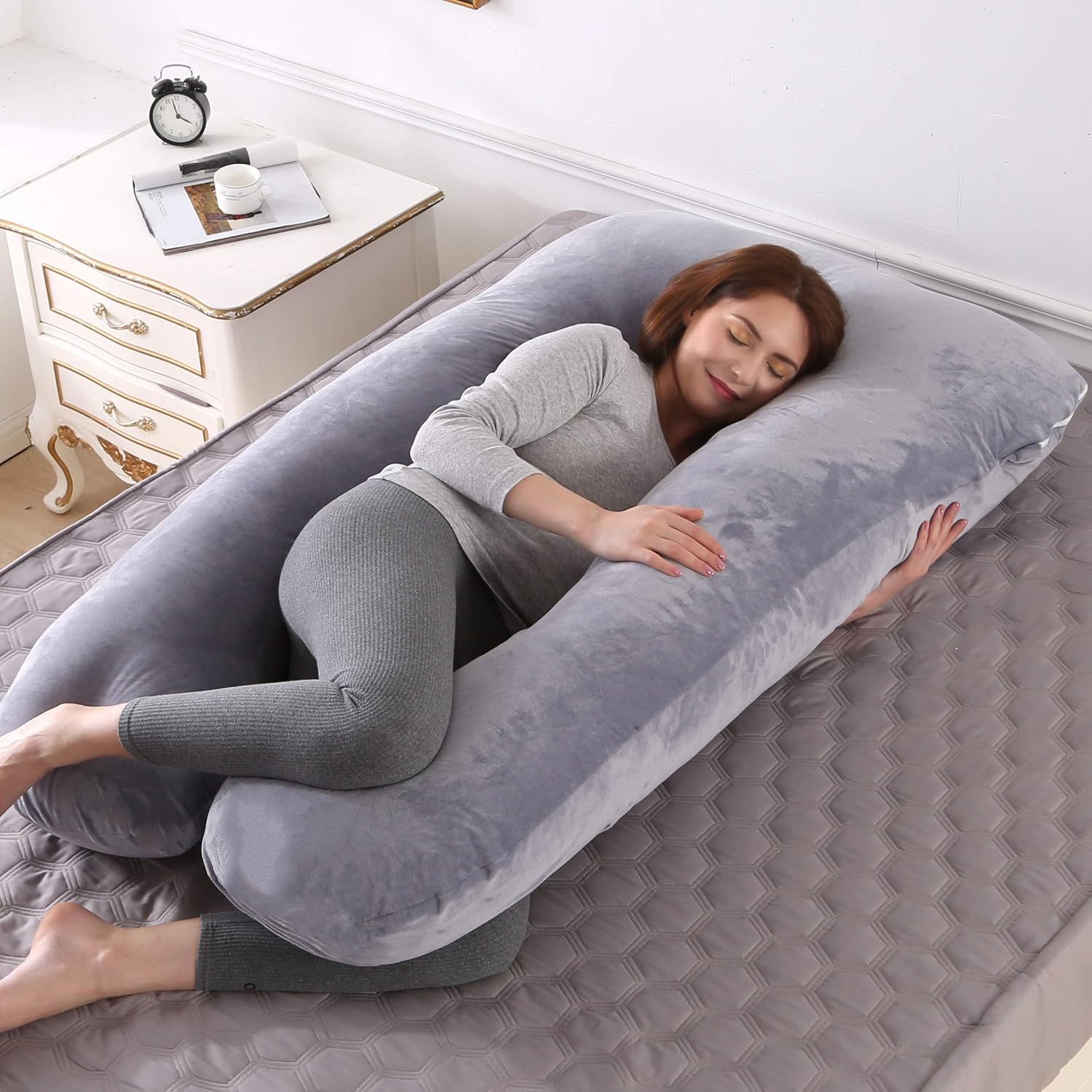 U Shaped Full Body Pillow, Maternity Pillow For Pregnant Women - 55 Inches | Pregnancy Pillow, Support Head, Back, Shoulder, Hips, Legs & Belly | Washable Cotton Cover, Comfortable Pillow