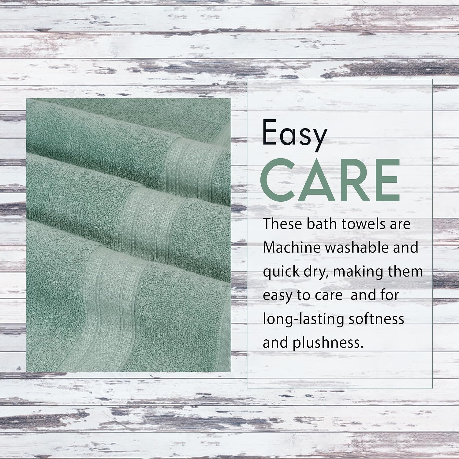 Ambra Linens 500 Gsm Highly Absorbent Bath Towel 100% Cotton Soft & Plush All Seasons Use Large Everyday Use Durable (Aqua Green)
