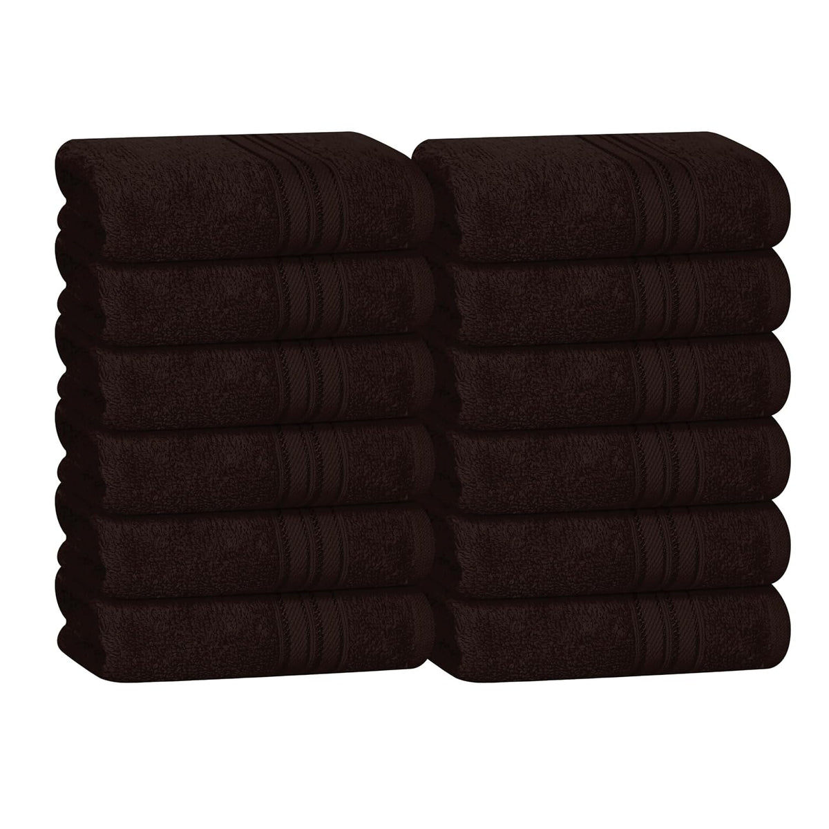 Boutiquo Ultra Soft 100% Cotton Washcloths 1800 Gsm | Contains Face Cloths Compact & Lightweight Multi Purpose Washcloths - Chocolate Brown (12 Piece)