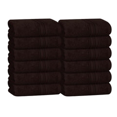 Boutiquo Ultra Soft 100% Cotton Washcloths 1800 Gsm | Contains Face Cloths Compact & Lightweight Multi Purpose Washcloths - Chocolate Brown (12 Piece)