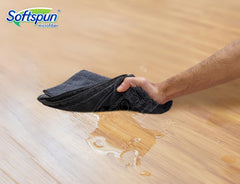 Softspun Microfiber High Loop Cleaning Cloths Towel 600 Gsm | Highly Absorbent, Lint & Streak Free, Multi-Purpose Wash Cloth For Kitchen, Window, Silverware - Pack Of 5 (Black)