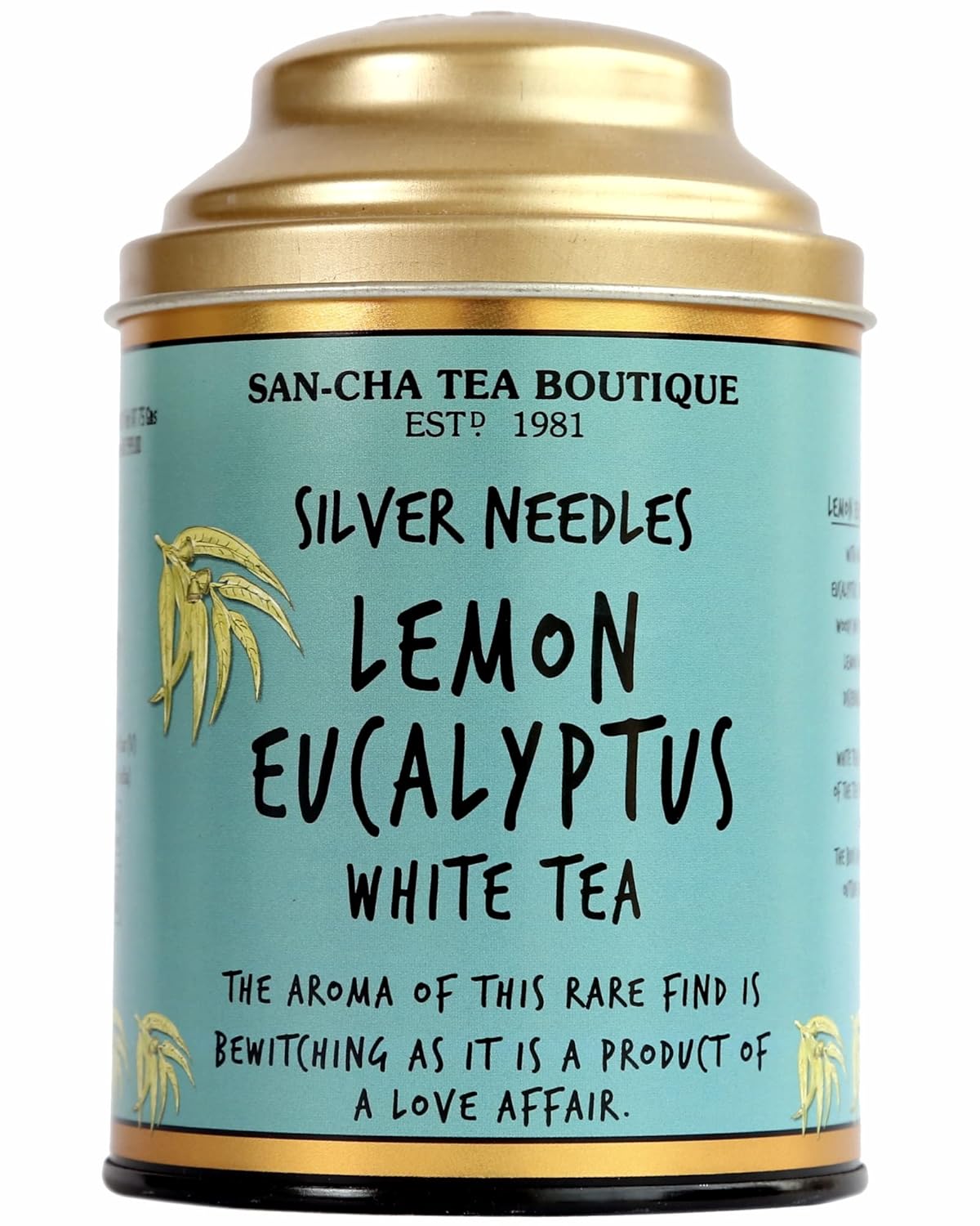 San-Cha Silver Needles Lemon Eucalyptus White Tea - 75gm, 2.6 Ounce | Crisp & Sweet Citrus Notes - Low Caffeine, Richest In Antioxidants