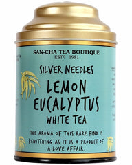 San-Cha Silver Needles Lemon Eucalyptus White Tea - 75gm, 2.6 Ounce | Crisp & Sweet Citrus Notes - Low Caffeine, Richest In Antioxidants