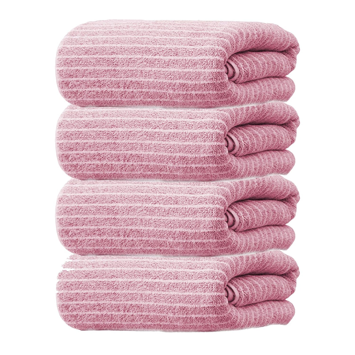 Black Gold The Finer Touch Microfiber Striped Hand Towel 800 Gsm | Soft & Quick Dry, Lightweight & Absorbent Face Towel (Pink) - Pack Of 4