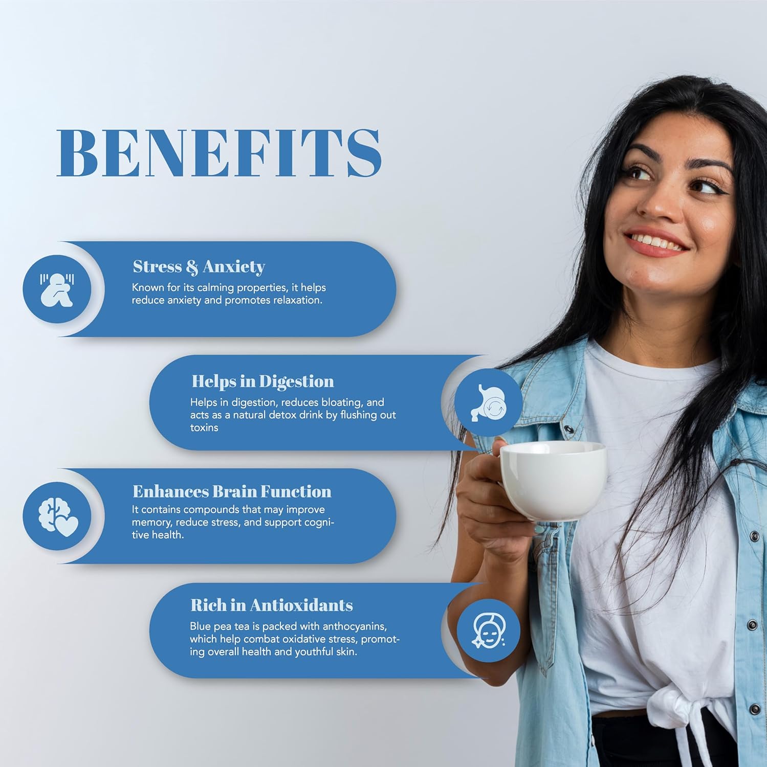 Saffron Cup Butterfly Blue Pea Flower Tea - 40gm, 1.4 Ounce | 100% Natural, Rich In Antioxidants - Anti Anxiety Green Tea | Caffeine Free, Airtight Zip Lock Pouch