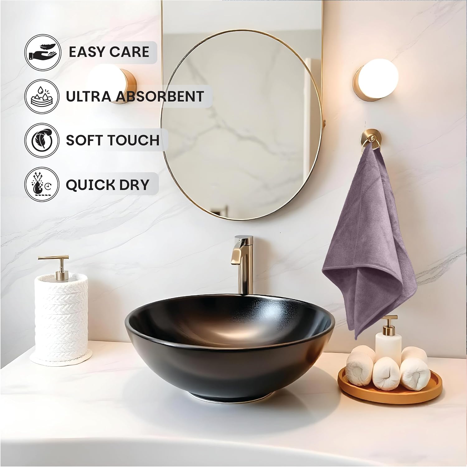 Housse Microfiber Hand Towel 800 Gsm | Premium Quality Towels Ultra Absorbent & Anti-Bacterial For Gym (Dapple Grey & Luxurious Mocha) - Pack Of 4