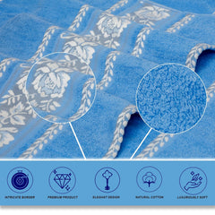 Liberty Towels 100% Cotton Large Size Bath Towel 450 Gsm | Highly Absorbent, Soft & Quick Dry Bathroom Towel | Elegant Design (Blue)