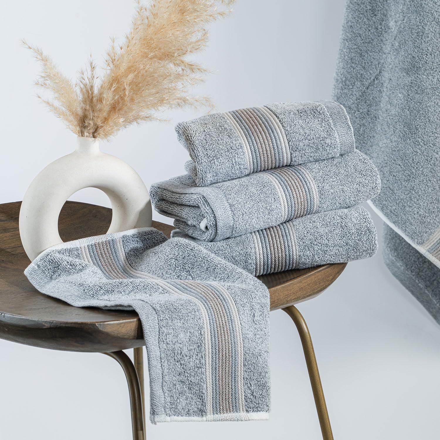 Spread Spain Water & Soil Hand Towel 500 Gsm | Luxurious Blend Of Cotton & Bamboo Fiber Hand Towel Ultra-Absorbent, Quick-Drying & Skin-Friendly (Denim) - Pack Of 2