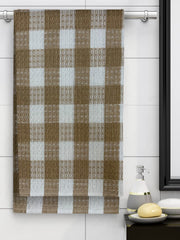 Athom Living Premium Cotton Light Weight Quick-Dry High Absorbent Cotton Bath Towel 250 Gsm, (Beige Checks)