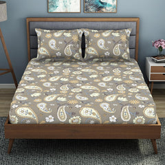 King Size 1 Double Bedsheet With 2 Pillow Covers - Size 108 X 108 Inches, Taupe | Soft Feel Wrinkle Resistance | Durability & Comfort, Breathable