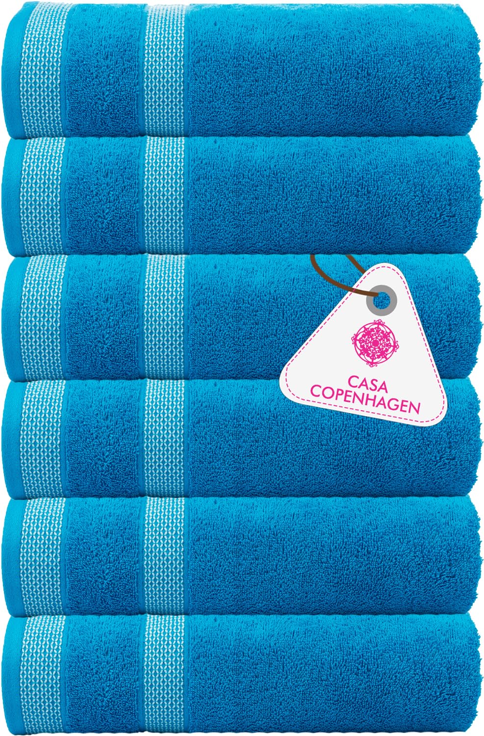 Casa Copenhagen Egyptian Cotton Solitaire Hand Towel 740 Gsm (Teal Blue)- Pack Of 6